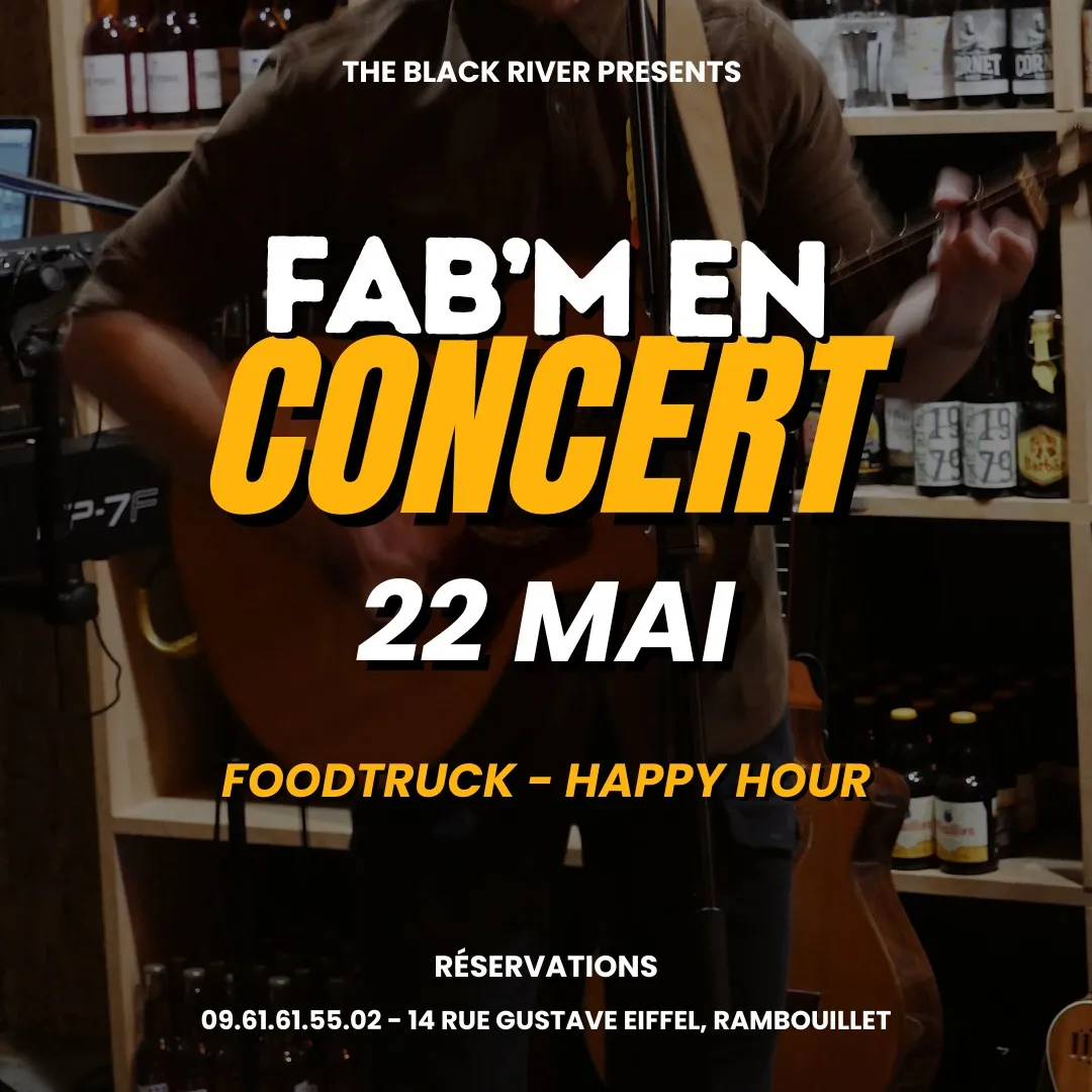 Affiche du concert de Fab'M le 22 mai, avec food truck et happy hour