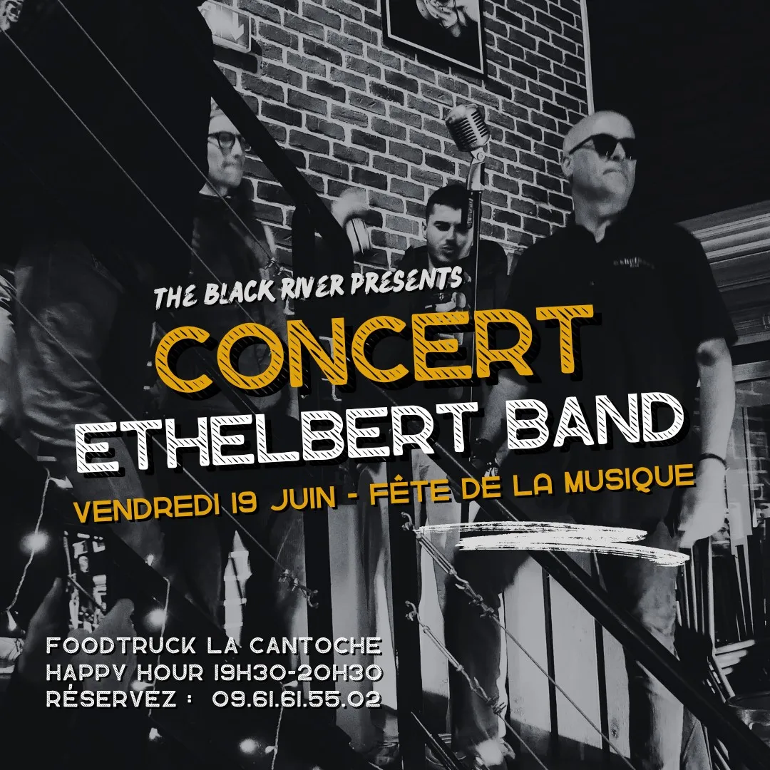 Affiche du concert d'Ethelbert Band le vendredi 19 juin pour la fête de la musique